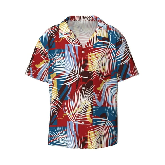 Haiem Hawaiian Style Men's Casual Shirts Short Sleeve Button Down Shirts Fashion Textured Summer Beach Shirt-3X-Large