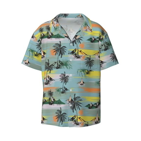 Haiem Hawaiian Style Men's Casual Shirts Short Sleeve Button Down Shirts Fashion Textured Summer Beach Shirt-4X-Large