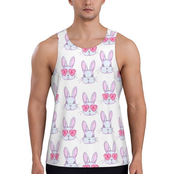 Haiem Heart Rabbit Men Workout Tank Top Gym Bodybuilding Sleeveless Muscle T Shirts Athletic Tank Breathable Workout Shirt-