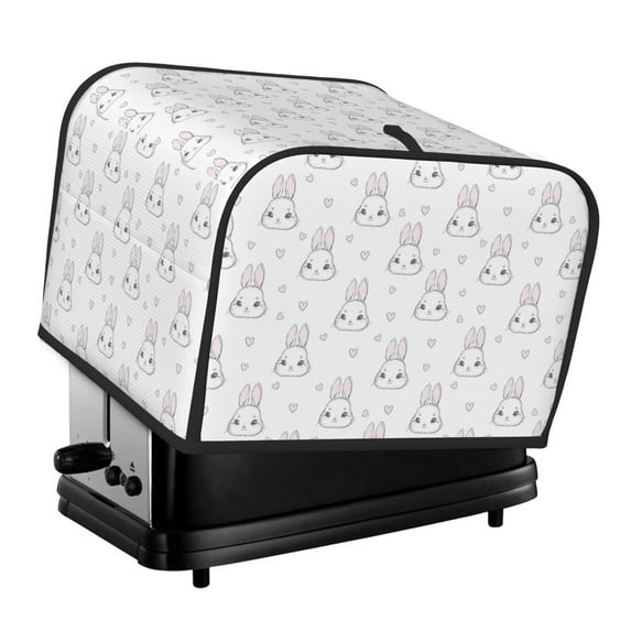 Haiem Heart Rabbit Print Toaster Covers 4 Slice Wide Slot,Bread Dust Cover & Fingerprint Protection,Bread Machine Cover,Appliance Covers