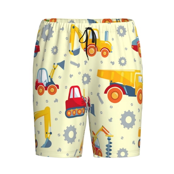 Haiem Heavy Equipment Men's Pajama Short with Soft Woven Cotton Elastic Waistband Sleep Short-Medium