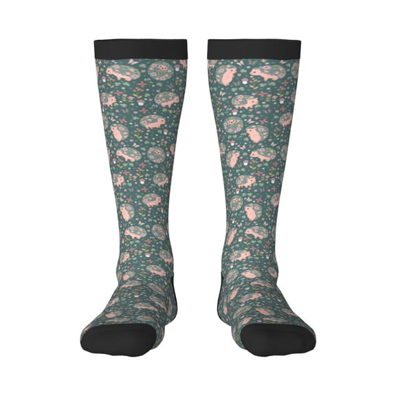 Haiem Hedgehogs and Flowers Socks, Funny Novelty Crazy Design Cotton Socks Sports Socks Knee High Socks For Men, Women,1Pairs - Gift For Working Friends