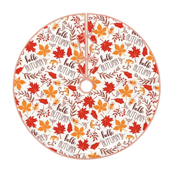 Haiem Hello Autumn Maple Leaf Pattern Christmas Tree Skirt Merry Christmas Party Christmas Tree Decoration,New Year Decorations-48"