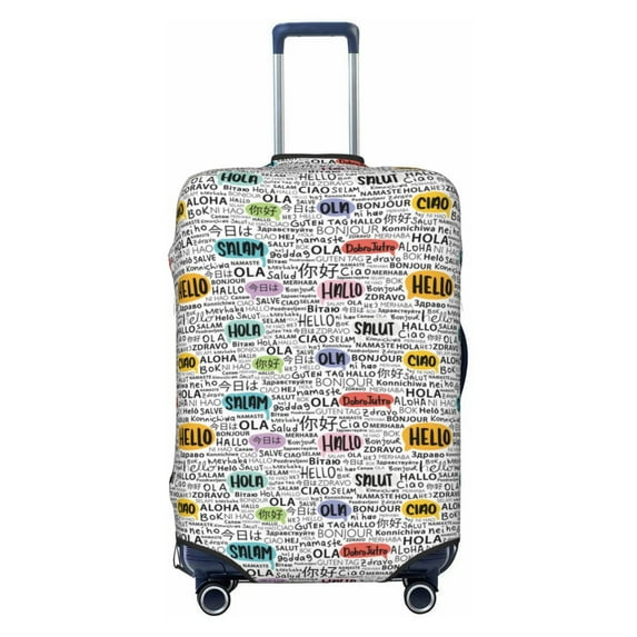 Haiem Hello Luggage Cover Printed Suitcase Covers for Luggage Elastic Washable Suitcase Protector Fits 18-32 Inch Luggage-Medium