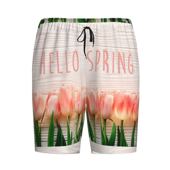 Haiem Hello Spring Men's Pajama Short with Soft Woven Cotton Elastic Waistband Sleep Short-Medium