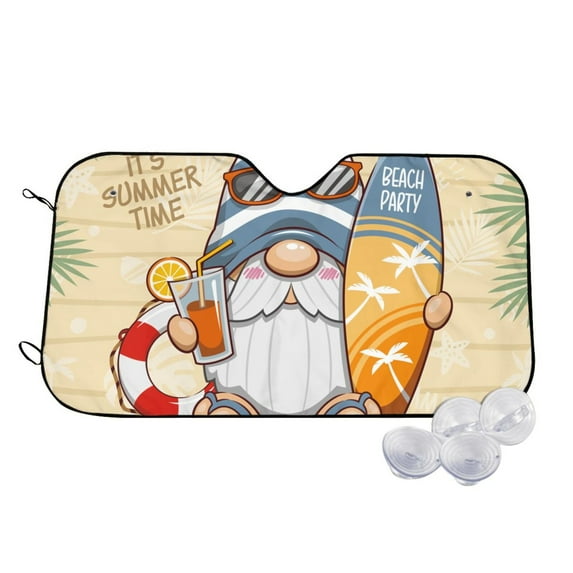 Haiem Hello Summer Cute Gnome Car Windshield Sun Shade - Blocks UV Rays Sun Visor Protector, Sunshade to Keep Your Vehicle Cool, Universal Fit SUV Van Sedan-Small
