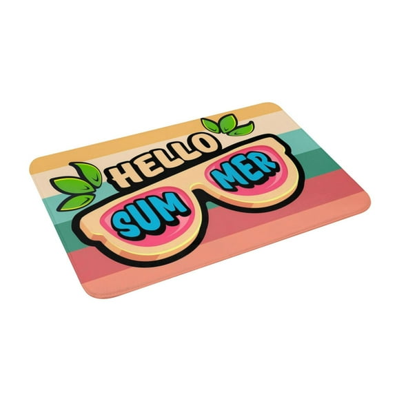 Haiem Hello Summer Front Door Mat Indoor Outdoor Entrance, Waterproof All-Season, All-Weather Doormat, Durable Flannel Fabric, Fade Resistant, Low Profile, 16x24in