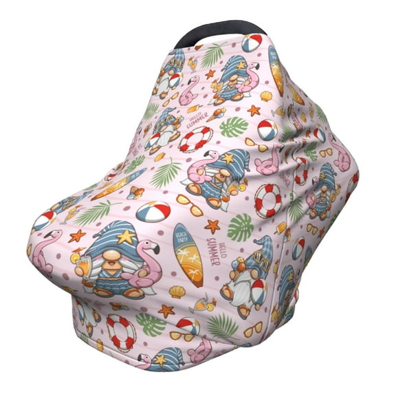 Haiem Hello Summer With Gnome Baby Nursing Cover & Nursing Poncho - Multi Use Cover for Baby Car Seat Canopy, Stroller Cover, 360°Full Privacy Breastfeeding Coverage