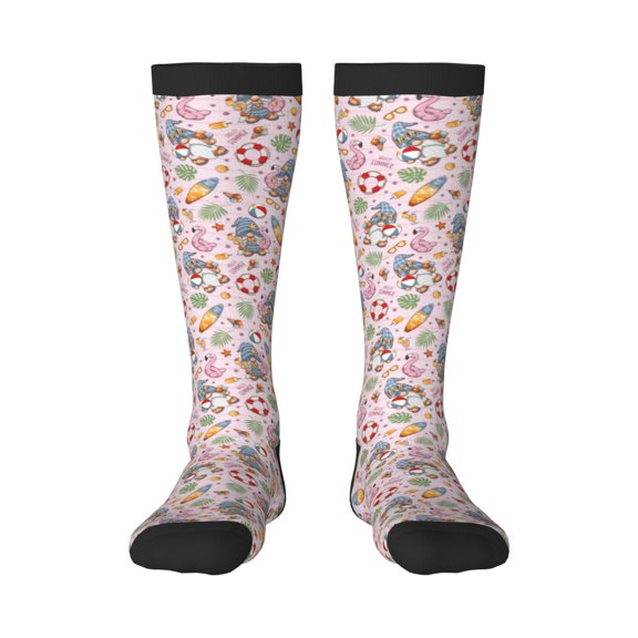 Haiem Hello Summer With Gnome Socks, Funny Novelty Crazy Design Cotton Socks Sports Socks Knee High Socks For Men, Women,1Pairs - Gift For Working Friends
