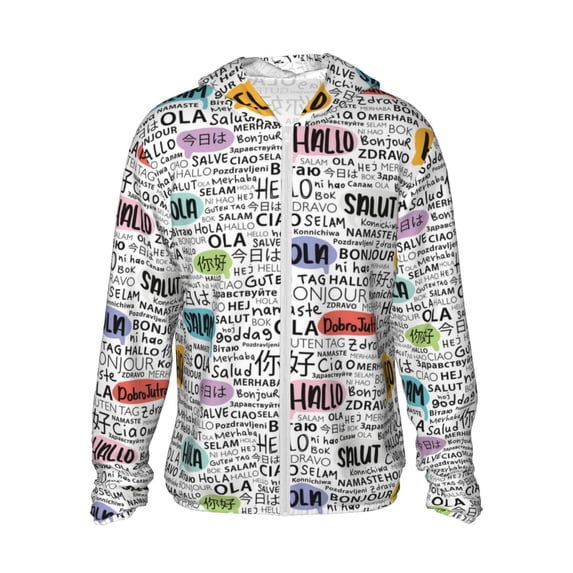 Haiem Hello UPF 50+ Fishing Shirts for Men Long Sleeve UV Sun Protection Hoodie Non-Mask Outdoor Hiking Shirts