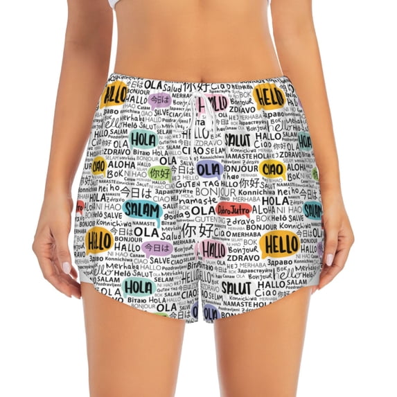 Haiem Hello Women's 2 in 1 Running Shorts - Lightweight Athletic Workout Gym Yoga Breathable Sports Shorts Liner with Phone Pockets-Small