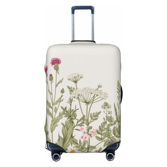 Haiem Herbs and Wildflowers Luggage Cover Printed Suitcase Covers for Luggage Elastic Washable Suitcase Protector Fits 18-32 Inch Luggage-Large