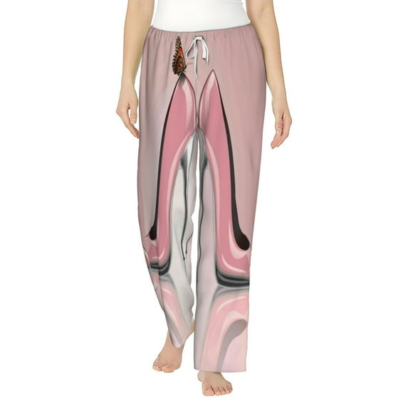 Haiem High Heel Shoes Butterfly Women's Pajama Pants Ultra Lightweight Pjs Bottoms Sleepwear Bottom Pants With Pocket Drawstring-Large