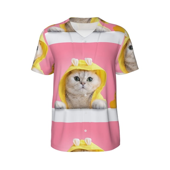 Haiem Hip Hop Hipster Baseball Jersey Button Down Shirts Sports Uniforms Men Women Jersey(A Funny Cat,4X-Large)