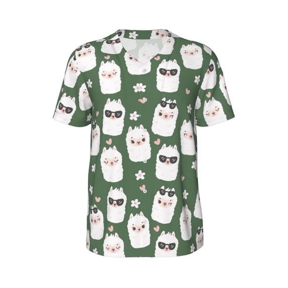 Haiem Hip Hop Hipster Baseball Jersey Button Down Shirts Sports Uniforms Men Women Jersey(Alpaca Faces,4X-Large)