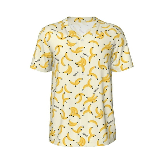 Haiem Hip Hop Hipster Baseball Jersey Button Down Shirts Sports Uniforms Men Women Jersey(Banana,XX-Large)