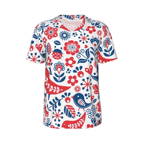 Haiem Hip Hop Hipster Baseball Jersey Button Down Shirts Sports Uniforms Men Women Jersey(Birds Flowers,3X-Large)