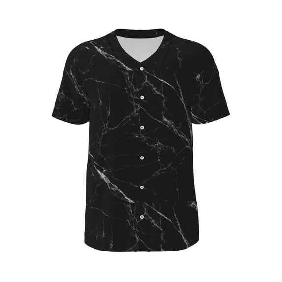 Haiem Hip Hop Hipster Baseball Jersey Button Down Shirts Sports Uniforms Men Women Jersey(Black Marble Texture Abstract,4X-Large)
