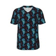 thumbnail image 1 of Haiem Hip Hop Hipster Baseball Jersey Button Down Shirts Sports Uniforms Men Women Jersey(Blue Seahorse,Large), 1 of 9