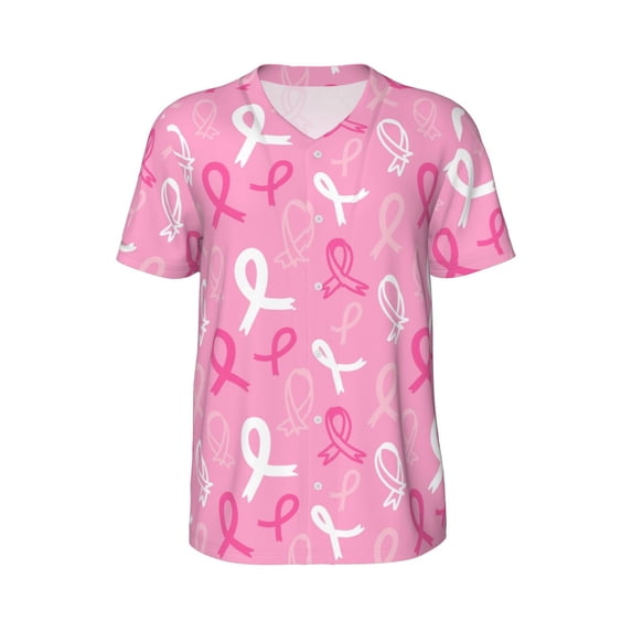 Haiem Hip Hop Hipster Baseball Jersey Button Down Shirts Sports Uniforms Men Women Jersey(Breast Cancer Awareness (3),4X-Large)