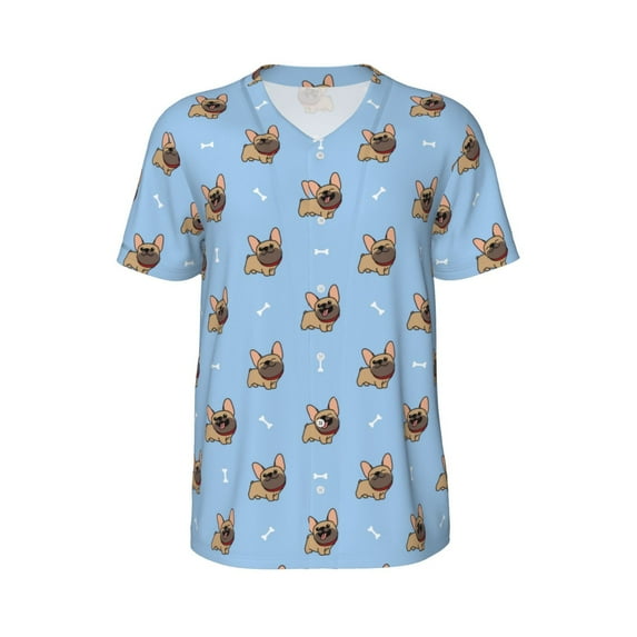 Haiem Hip Hop Hipster Baseball Jersey Button Down Shirts Sports Uniforms Men Women Jersey(Brown French Bulldog,4X-Large)