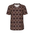 thumbnail image 1 of Haiem Hip Hop Hipster Baseball Jersey Button Down Shirts Sports Uniforms Men Women Jersey(Brown Gold Grid,3X-Large), 1 of 9