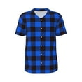 thumbnail image 1 of Haiem Hip Hop Hipster Baseball Jersey Button Down Shirts Sports Uniforms Men Women Jersey(Buffalo Plaid Blue Black,Medium), 1 of 9