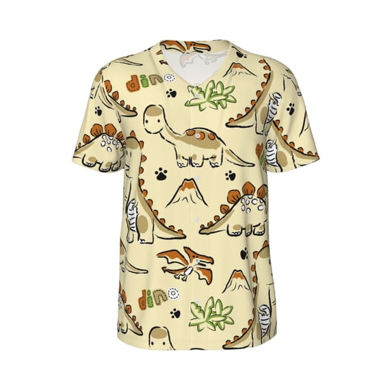 Haiem Hip Hop Hipster Baseball Jersey Button Down Shirts Sports Uniforms Men Women Jersey(Cartoon Dinosaurs,XX-Large)