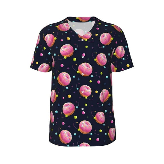 Haiem Hip Hop Hipster Baseball Jersey Button Down Shirts Sports Uniforms Men Women Jersey(Cartoon Donut Planets,XX-Large)