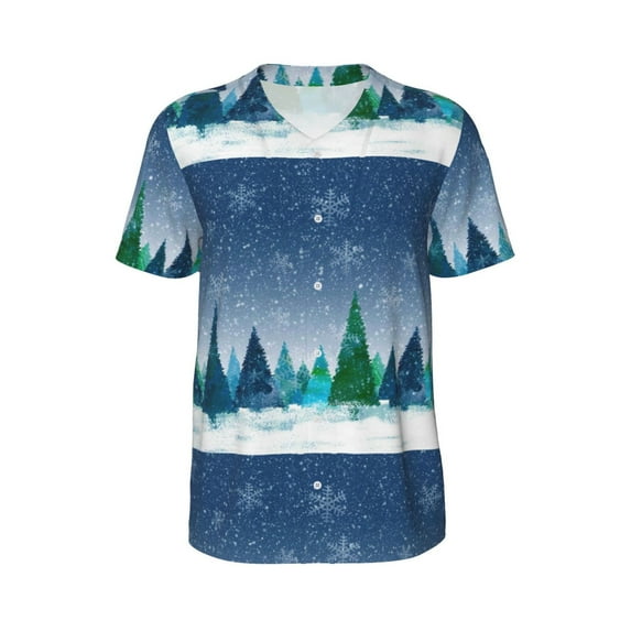 Haiem Hip Hop Hipster Baseball Jersey Button Down Shirts Sports Uniforms Men Women Jersey(Christmas Trees,3X-Large)