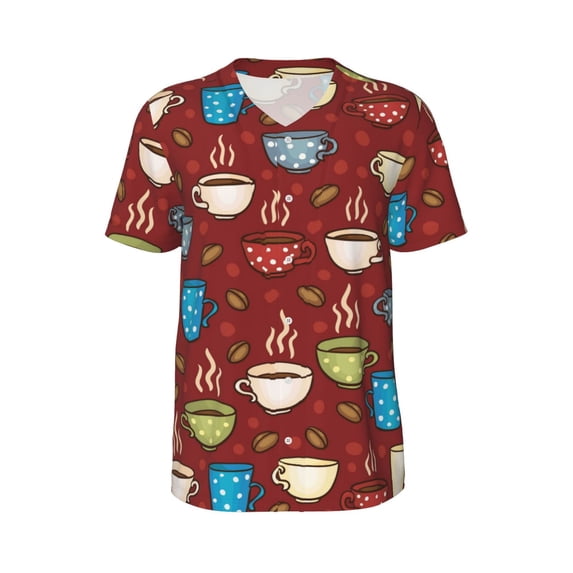 Haiem Hip Hop Hipster Baseball Jersey Button Down Shirts Sports Uniforms Men Women Jersey(Coffee Cups,3X-Large)