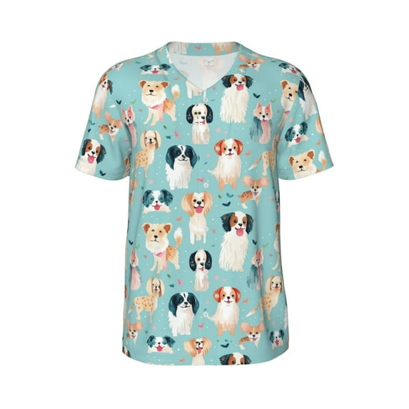 Haiem Hip Hop Hipster Baseball Jersey Button Down Shirts Sports Uniforms Men Women Jersey(Colorful Dog,Small)