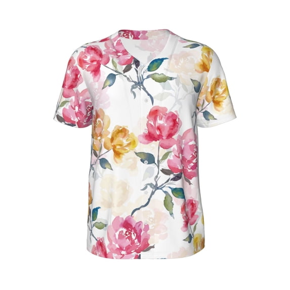 Haiem Hip Hop Hipster Baseball Jersey Button Down Shirts Sports Uniforms Men Women Jersey(Colorful Flowers,XX-Large)