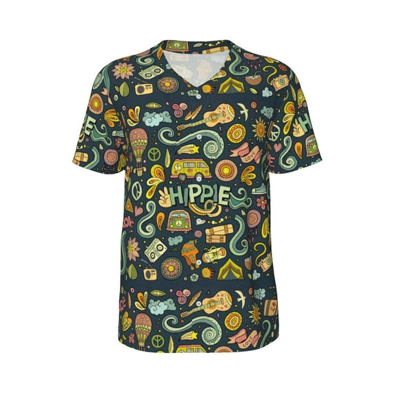 Haiem Hip Hop Hipster Baseball Jersey Button Down Shirts Sports Uniforms Men Women Jersey(Colorful Hippie,4X-Large)