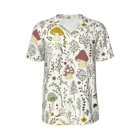 Haiem Hip Hop Hipster Baseball Jersey Button Down Shirts Sports Uniforms Men Women Jersey(Colorful Mushrooms and Plants,4X-Large)