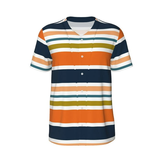 Haiem Hip Hop Hipster Baseball Jersey Button Down Shirts Sports Uniforms Men Women Jersey(Colorful Pastel Stripes,Large)