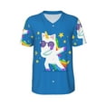 thumbnail image 1 of Haiem Hip Hop Hipster Baseball Jersey Button Down Shirts Sports Uniforms Men Women Jersey(Cool Unicorn Star Golden,Medium), 1 of 9