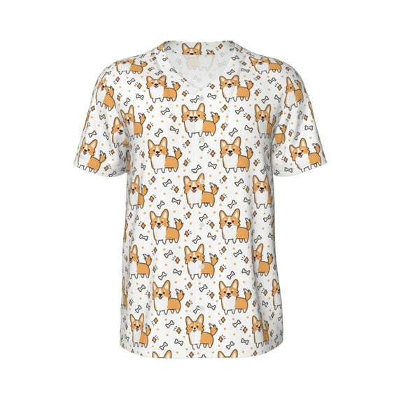 Haiem Hip Hop Hipster Baseball Jersey Button Down Shirts Sports Uniforms Men Women Jersey(Corgi with Hearts,Medium)