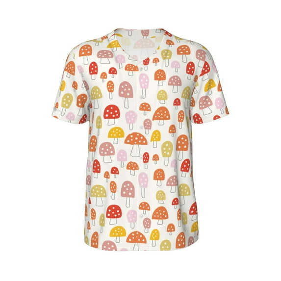 Haiem Hip Hop Hipster Baseball Jersey Button Down Shirts Sports Uniforms Men Women Jersey(Cute Cartoon Mushrooms,3X-Large)
