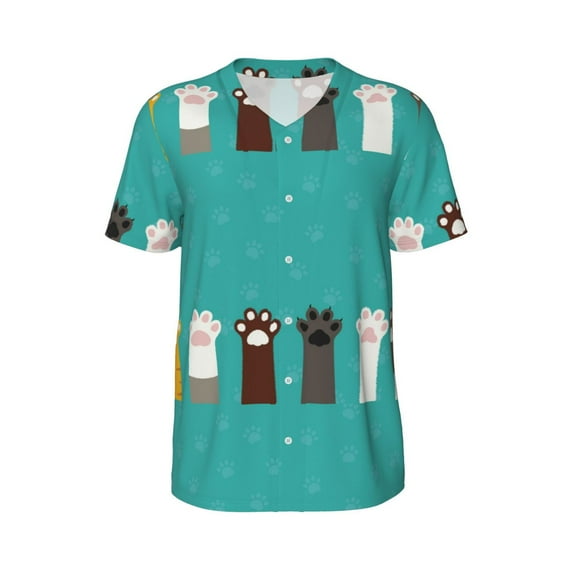 Haiem Hip Hop Hipster Baseball Jersey Button Down Shirts Sports Uniforms Men Women Jersey(Cute Cat Paw And Dog,3X-Large)