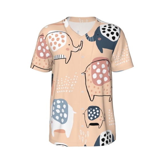 Haiem Hip Hop Hipster Baseball Jersey Button Down Shirts Sports Uniforms Men Women Jersey(Cute Ink Drawn Elephants,XX-Large)