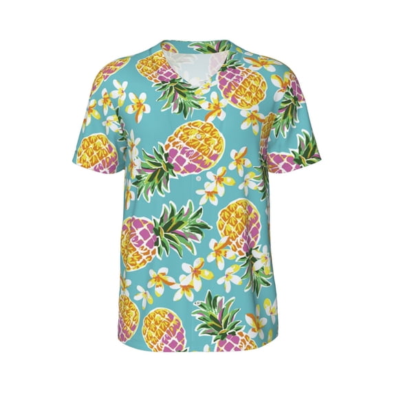 Haiem Hip Hop Hipster Baseball Jersey Button Down Shirts Sports Uniforms Men Women Jersey(Cute Pineapples,3X-Large)