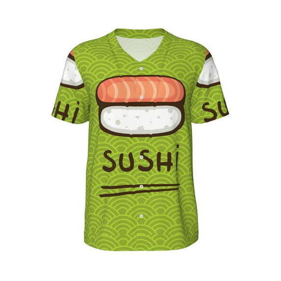 Haiem Hip Hop Hipster Baseball Jersey Button Down Shirts Sports Uniforms Men Women Jersey(Fresh Sushi,X-Large)
