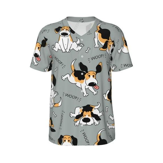 Haiem Hip Hop Hipster Baseball Jersey Button Down Shirts Sports Uniforms Men Women Jersey(Funny Beagle Active Dog,XX-Large)