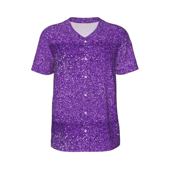 Haiem Hip Hop Hipster Baseball Jersey Button Down Shirts Sports Uniforms Men Women Jersey(Glitter Purple,XX-Large)