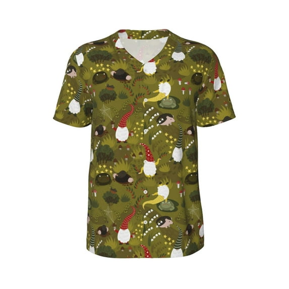 Haiem Hip Hop Hipster Baseball Jersey Button Down Shirts Sports Uniforms Men Women Jersey(Gnomes Playing in the Garden,Large)