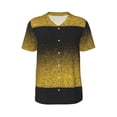 thumbnail image 1 of Haiem Hip Hop Hipster Baseball Jersey Button Down Shirts Sports Uniforms Men Women Jersey(Gold Glitter Gradient,3X-Large), 1 of 9