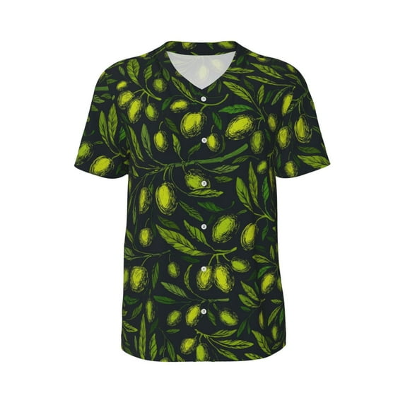 Haiem Hip Hop Hipster Baseball Jersey Button Down Shirts Sports Uniforms Men Women Jersey(Green Branch Olive,Small)