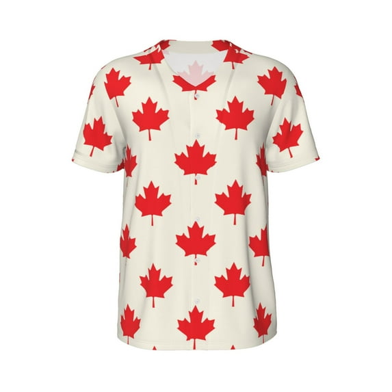 Haiem Hip Hop Hipster Baseball Jersey Button Down Shirts Sports Uniforms Men Women Jersey(Happy Canada Day,3X-Large)