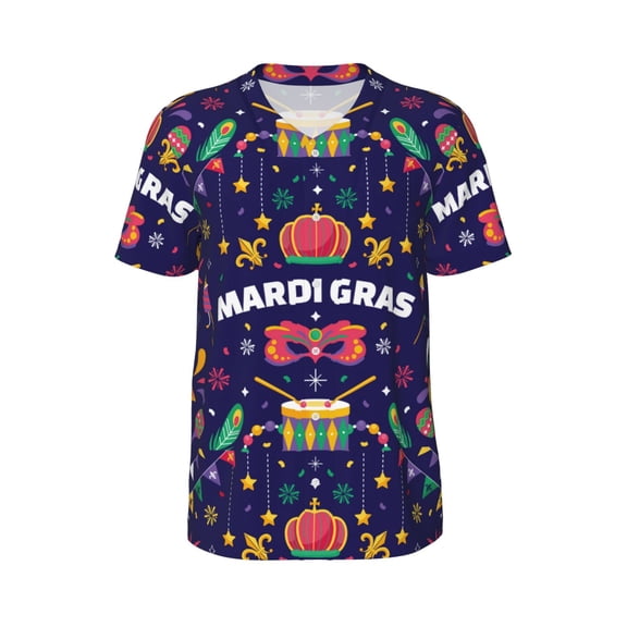 Haiem Hip Hop Hipster Baseball Jersey Button Down Shirts Sports Uniforms Men Women Jersey(Happy Mardi Gras,Small)